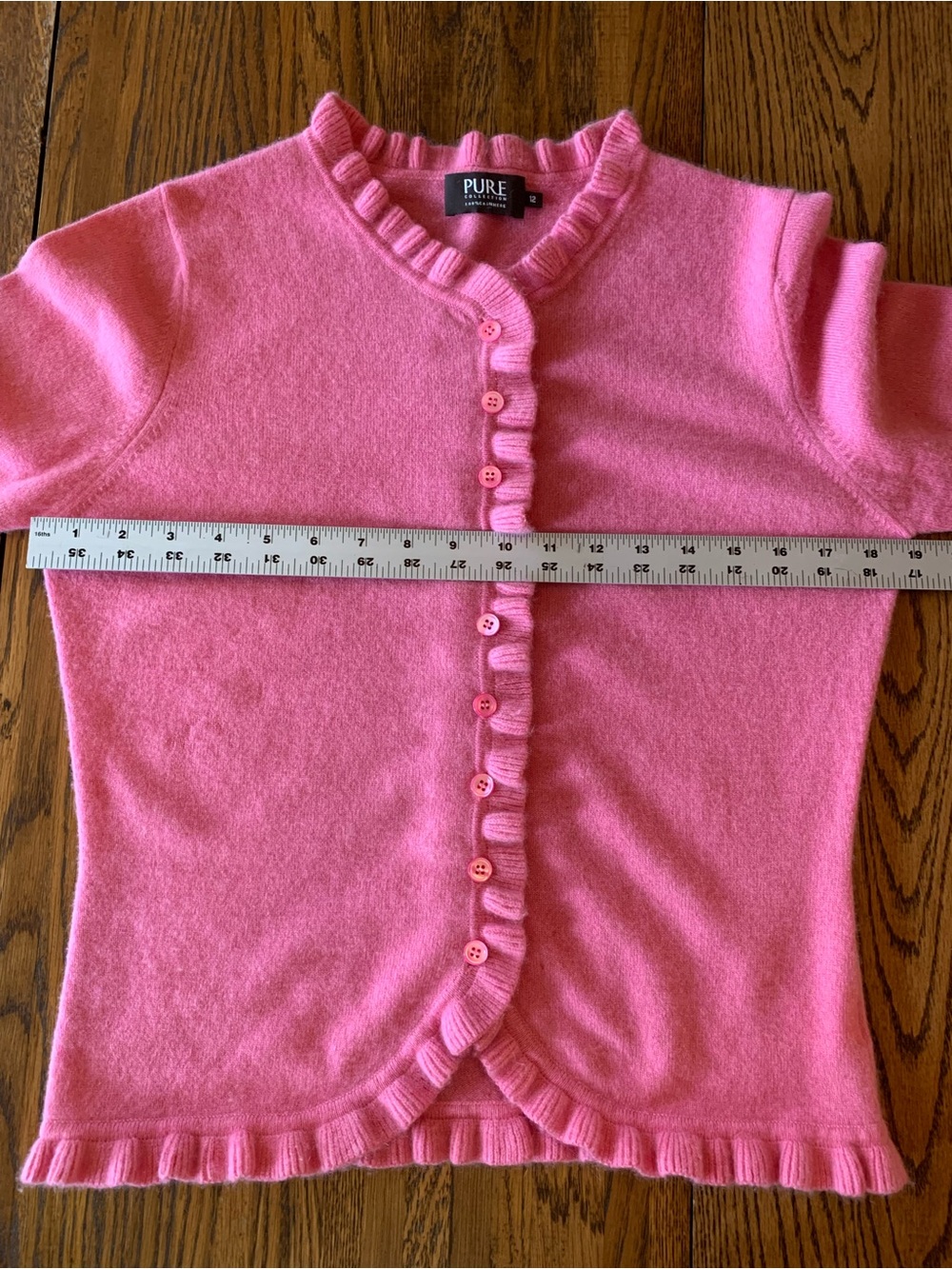 Pure Collection Pink Ruffle-Trim Cashmere Cardigan - Picture 5 of 7